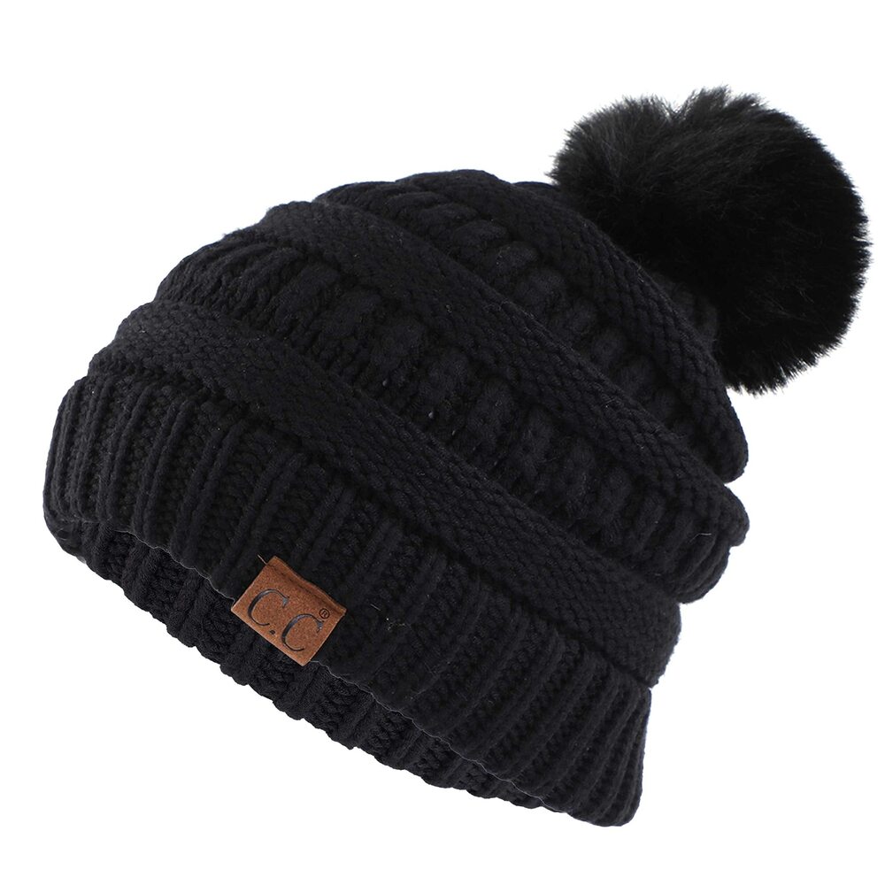 1158 Hatsandscarf Snuggly Soft Yarn Beanie with Soft Faux Color Fur